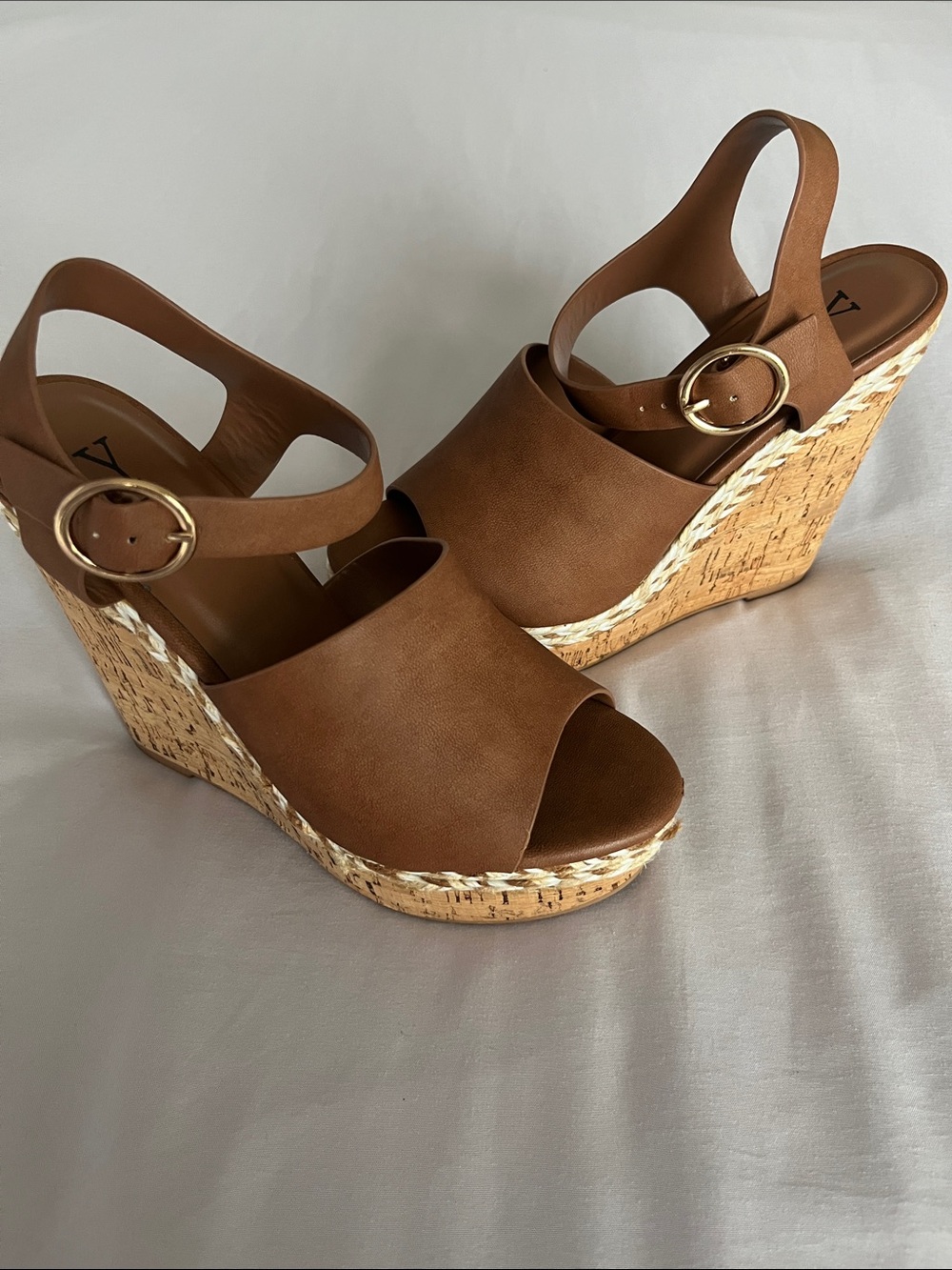Why Not Tan Cork Wedge Platform Sandals – Women’s Size 7